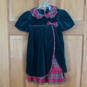 Velvet Dress with Plaid Details